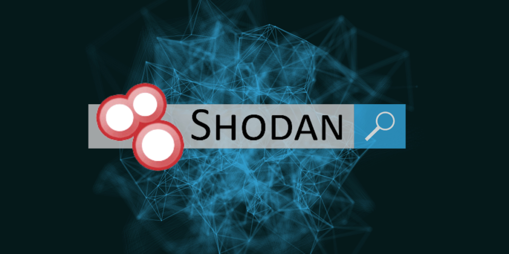 Immagine di una barra di ricerca di un motore di ricerca con all'interno la parola Shodan e il logo di Shodan.io